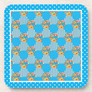 Set der Cork-Backed Untersetzer Orange, Blue Patch