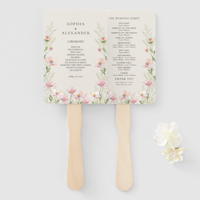 Set der Fans für eine Wildblume Hochzeit. Fächer (Vorne und Hinten)