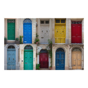 Set der farbenfrohen Haustüren in Malta Fotodruck