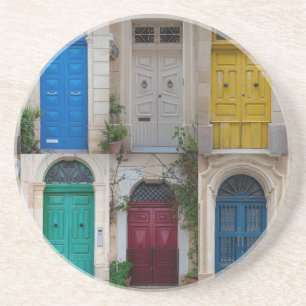 Set der farbenfrohen Haustüren in Malta Getränkeuntersetzer