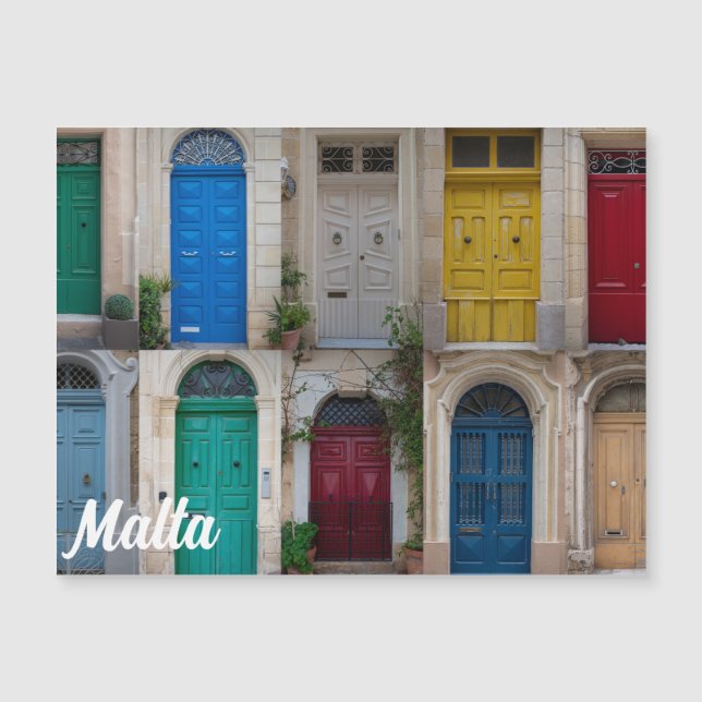 Set der farbenfrohen Haustüren in Malta Magnetkarte (Vorderseite)