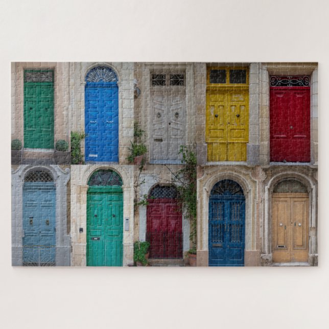 Set der farbenfrohen Haustüren in Malta Puzzle (Horizontal)