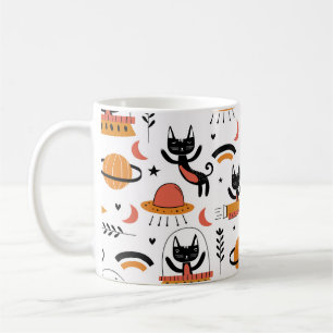 Set der niedlichen Katzenillustrierung Vintage Des Kaffeetasse