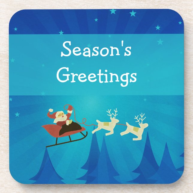 Set der Santa Winter Szene Getränkeuntersetzer (Vorderseite)