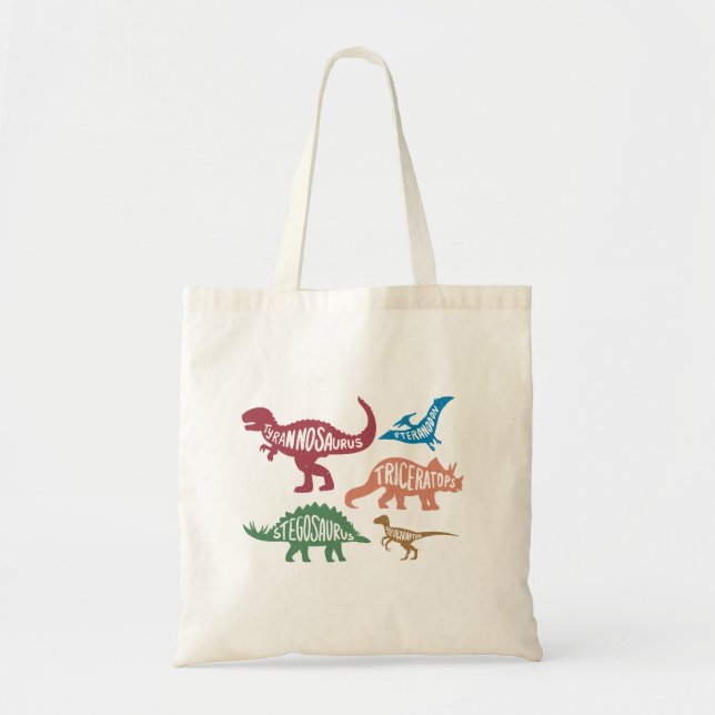 Set der Silhouetten verschiedener Dinosaurier Tragetasche (Vorne)