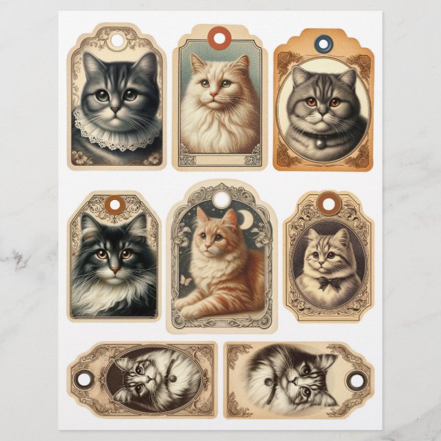 Set der Vintagen Tags für Katalogpapiere (Vorderseite)