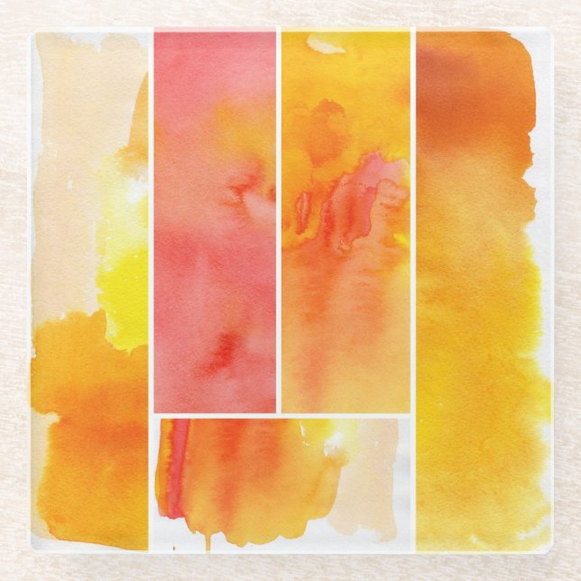 Set des abstrakten Watercolor handgemalt Glasuntersetzer (Vorderseite)