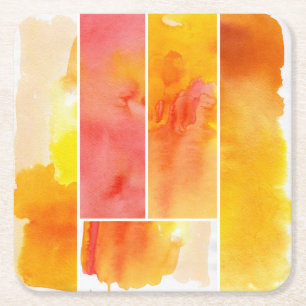 Set des abstrakten Watercolor handgemalt Rechteckiger Pappuntersetzer