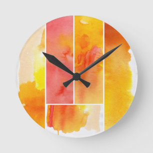Set des abstrakten Watercolor handgemalt Runde Wanduhr