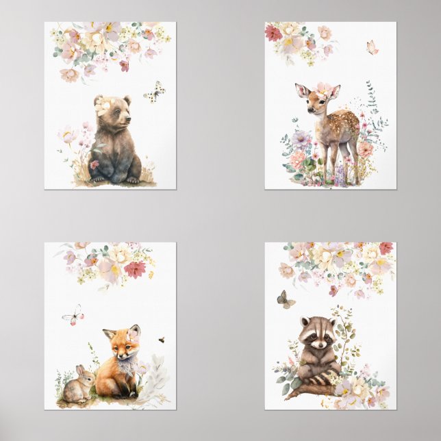 Set des Kinderzimmers "Woodland Animal Portret" (Vorderseite)