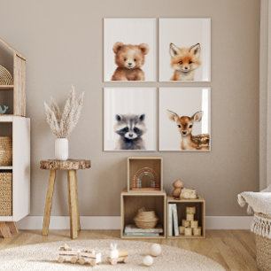 Set des Kinderzimmers "Woodland Animal Portret"