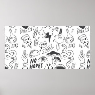 Set des niedlichen Graffiti-Doodles Poster