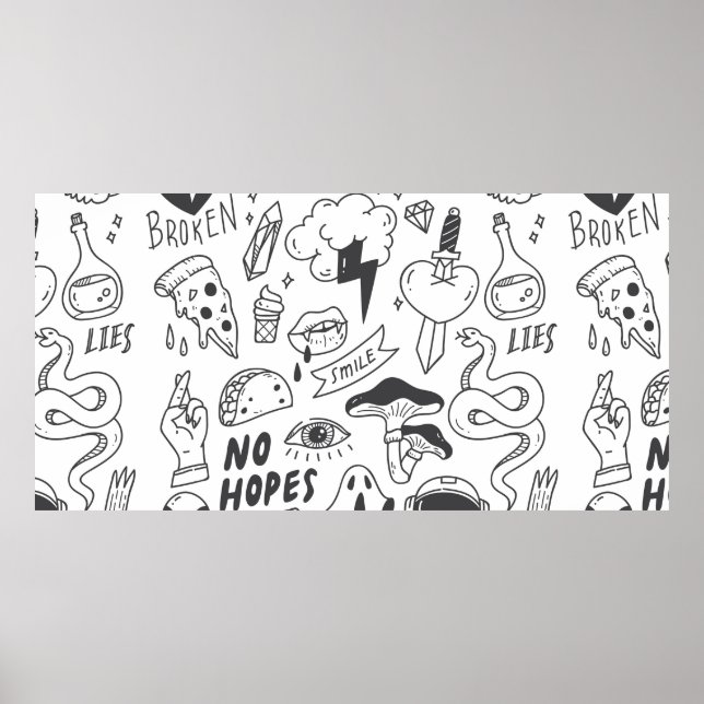 Set des niedlichen Graffiti-Doodles Poster (Vorne)
