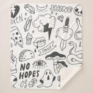 Set des niedlichen Graffiti-Doodles Sherpadecke