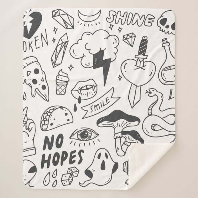 Set des niedlichen Graffiti-Doodles Sherpadecke (Vorderseite)