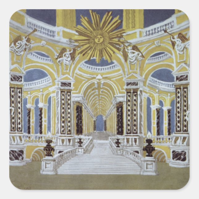 Set-Design für 'The Magic Flute' Quadratischer Aufkleber (Vorderseite)