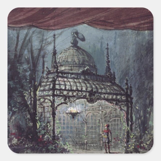 Set-Design für 'The Magic Flute' Quadratischer Aufkleber (Vorderseite)