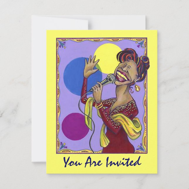 SET DIE BÜHNE FÜR FUN KARAOKE PARTY ~ EINLAGE EINLADUNG (Vorderseite)