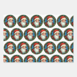 Set-DOTS, SANTA, RED STRIPES Geschenkpapier Set
