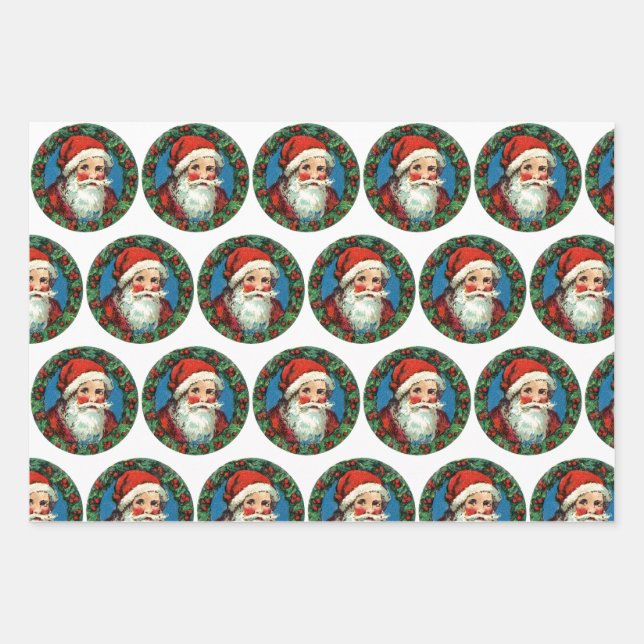 Set-DOTS, SANTA, RED STRIPES Geschenkpapier Set (Vorderseite)