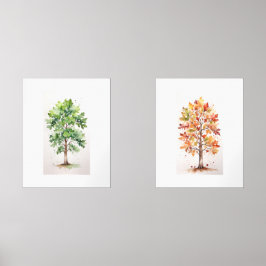 Set Eichenbaum mit grünen Blätter und Fallfolien