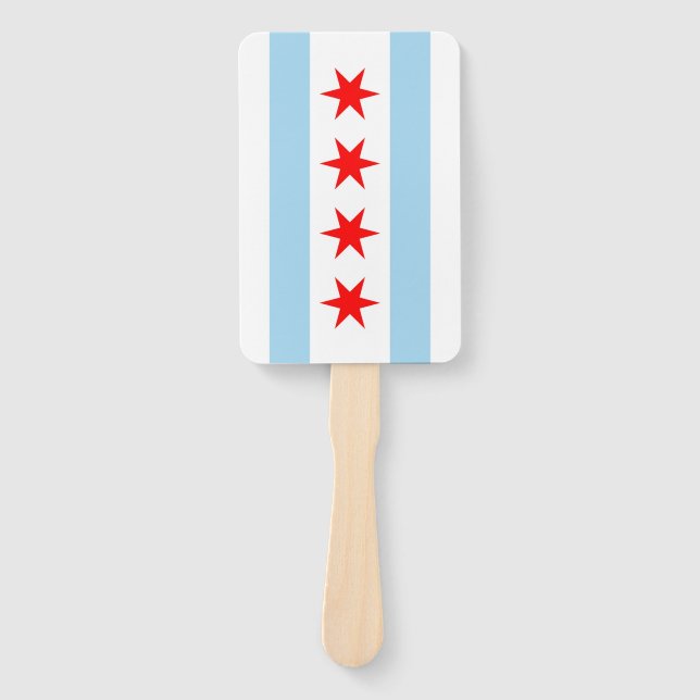 Set eines Handfans mit Flagge von Chicago City, US Fächer (Vorderseite)