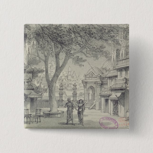 Set-Entwurf für Tat II der Oper 'Lakme Button (Vorderseite)