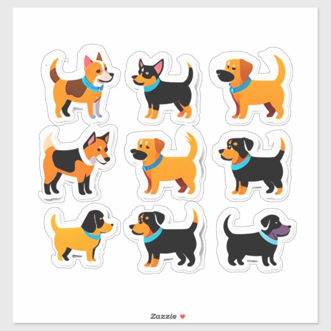 Set entzückender Hunde Aufkleber (Blatt)