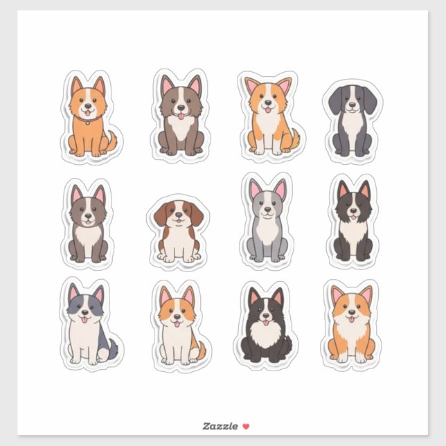 Set entzückender Hunde Aufkleber (Blatt)