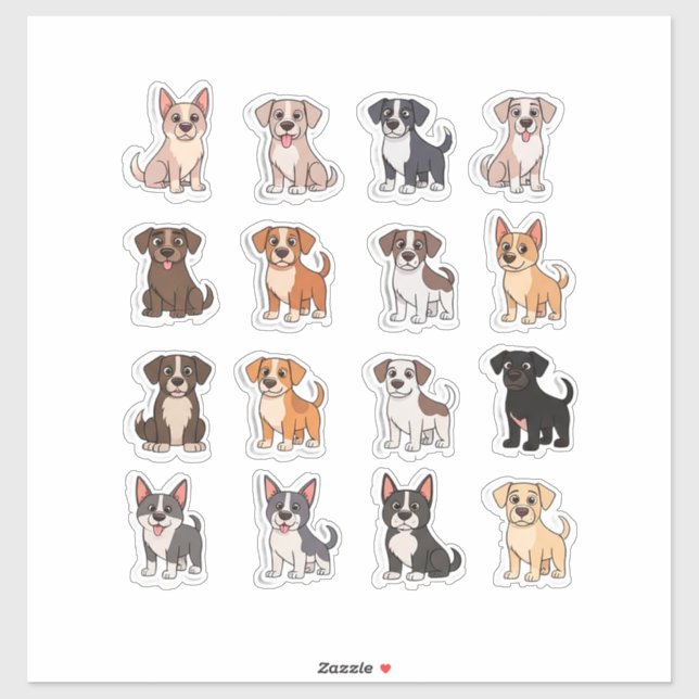 Set entzückender Hunde Aufkleber (Blatt)