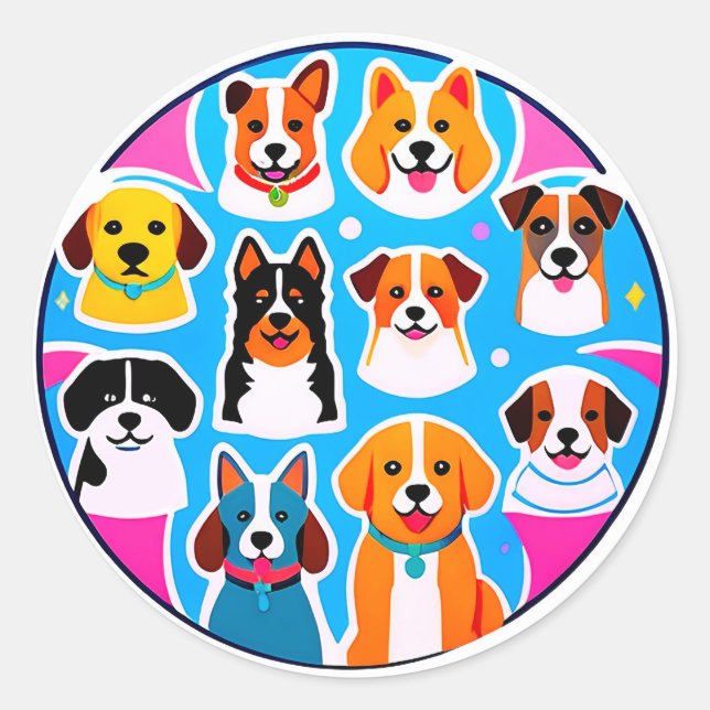 Set entzückender Hunde Runder Aufkleber (Vorderseite)
