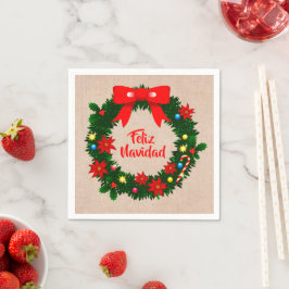 Set Feliz Navidad Frohe Weihnachts-Wraath-Cocktail Serviette