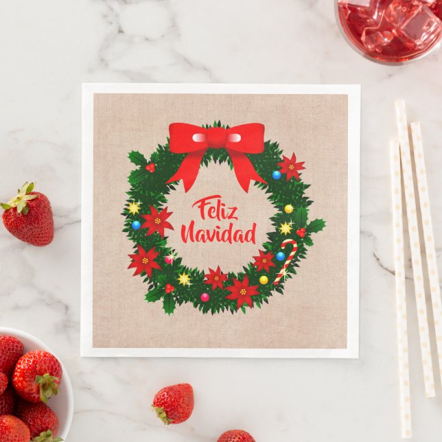 Set Feliz Navidad Frohe Weihnachtsfeier Abendessen Serviette (Beispiel)