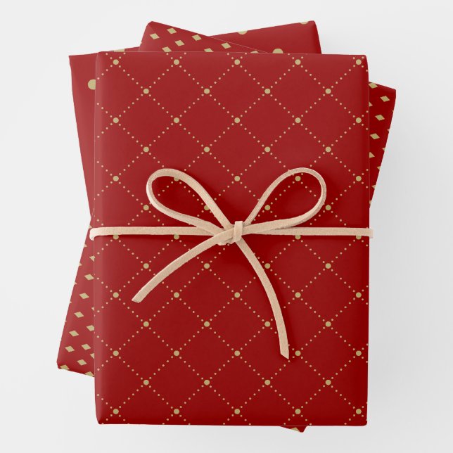 Set für 3 Flachfolien aus Gold und Rot Geschenkpapier Set (Beispiel)