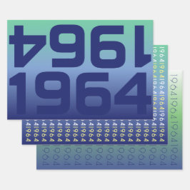 Set für das benutzerdefinierte Jahr mit blauen, gl Geschenkpapier Set