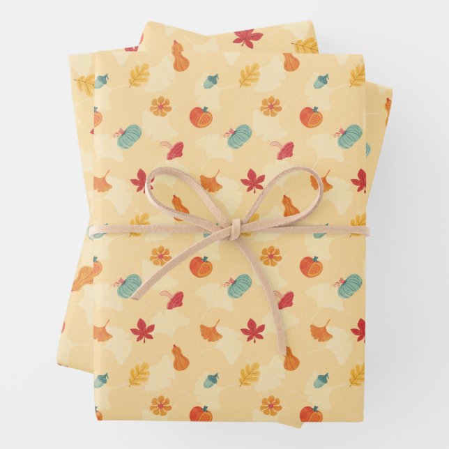 Set für das Flachblatt für Herbstumpfpapier 3 Geschenkpapier Set (Beispiel)