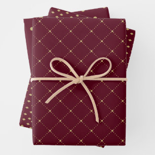 Set für das Gold- und Burgundy-Wrapping Geschenkpapier Set