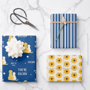 Set für das Wrapping von goldener Liebe (3) Geschenkpapier Set