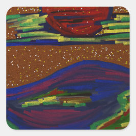 Set für farbenfrohe Landschaftsaufkleber Quadratischer Aufkleber