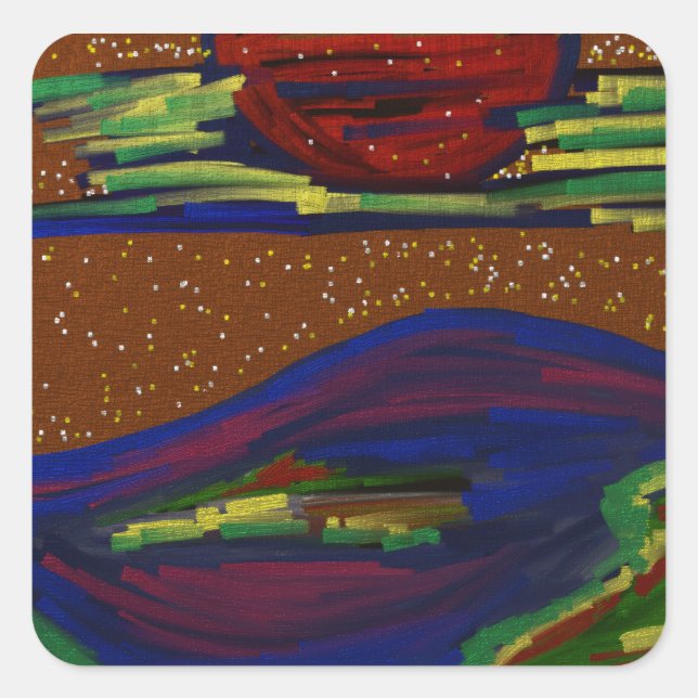 Set für farbenfrohe Landschaftsaufkleber Quadratischer Aufkleber (Vorderseite)