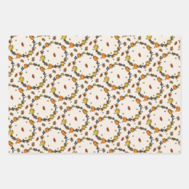 Set für Flachpapier mit 3 Erntedank Geschenkpapier Set