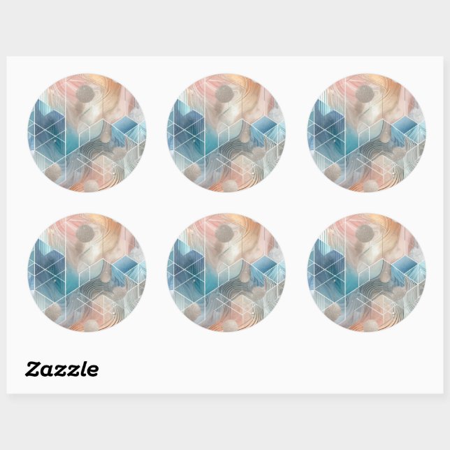 Set für geometrische Sticker - Abstraktes Design (Blatt)