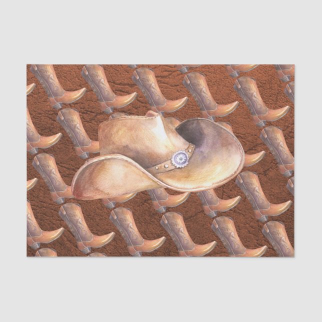 Set für Gewebepapier (2) Cowboy-Hut und -Stiefel Seidenpapier (Vorderseite)