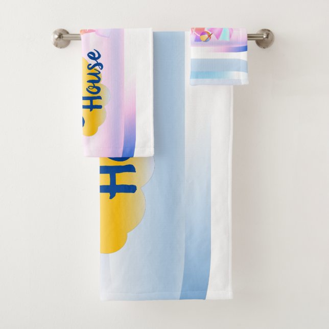 Set für Handtuch in Blau und Rosa (Insitu)