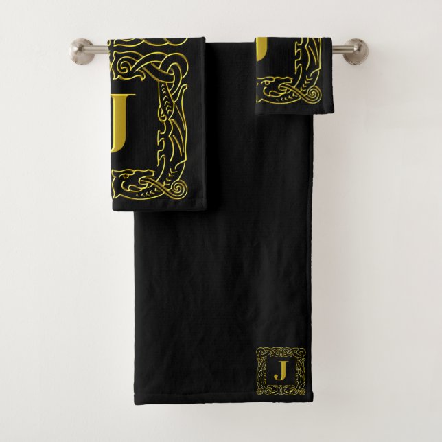 Set für Handtuch - Monogram J - Celtic Dragon Fram (Insitu)