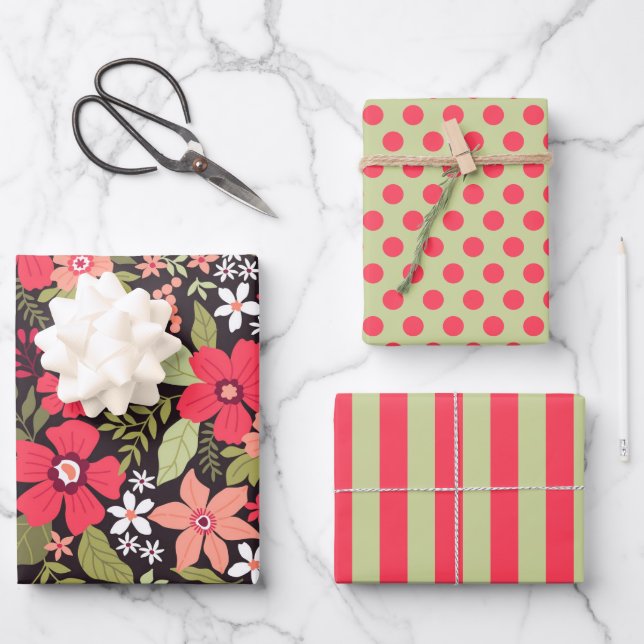 Set für hübsche Wildblumen Geschenkpapier Set (Vorderseite)