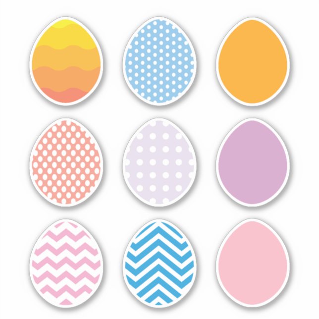 Set für kinderfarbiges Ostereier von 9 Aufkleber (Vorderseite)