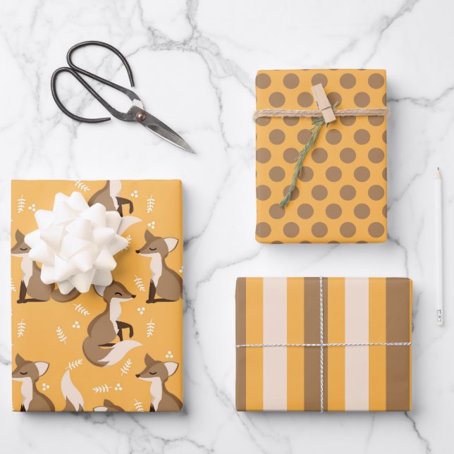 Set für niedliches Fox-Wrapping Geschenkpapier Set (Vorderseite)