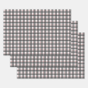 Set für Schwarz-weißes und rotes Kariertes Schleif Geschenkpapier Set