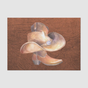 Set für Tissue Paper (2) Cowboy-Hut und Boot Seidenpapier